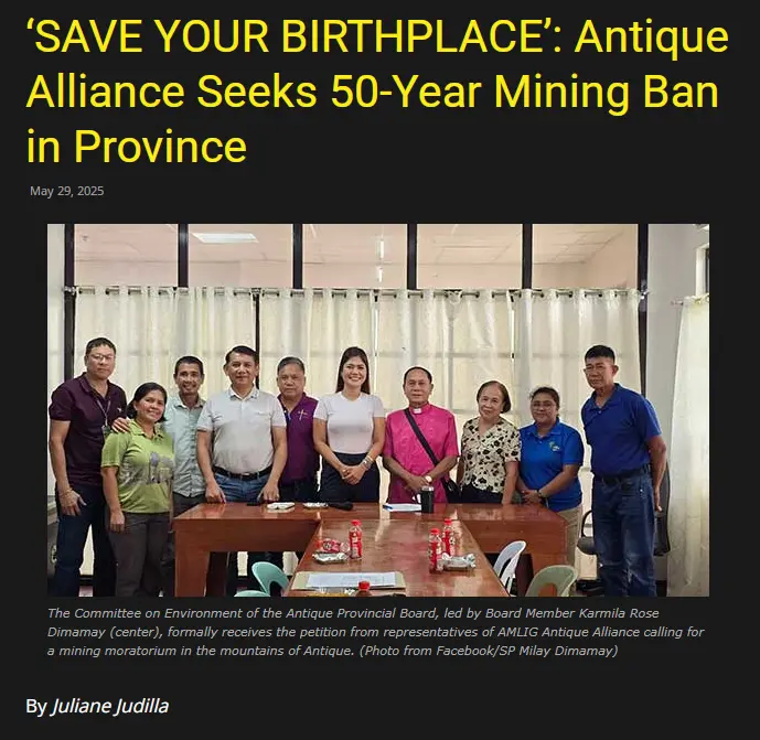 SAVE YOUR BIRTHPLACE': Antique Alliance Seeks 50-Year Mining Ban in Province