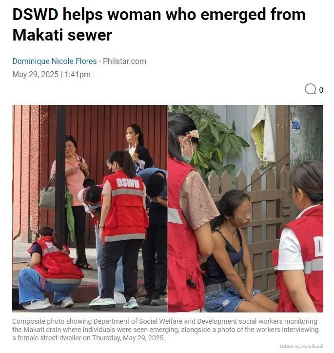 DSWD helps woman who emerged from Makati sewer