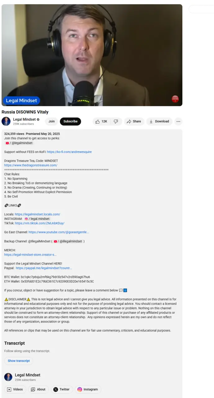 Russia disowns Vitaly