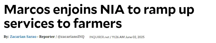Marcos enjoins NIA to ramp up services to farmers
