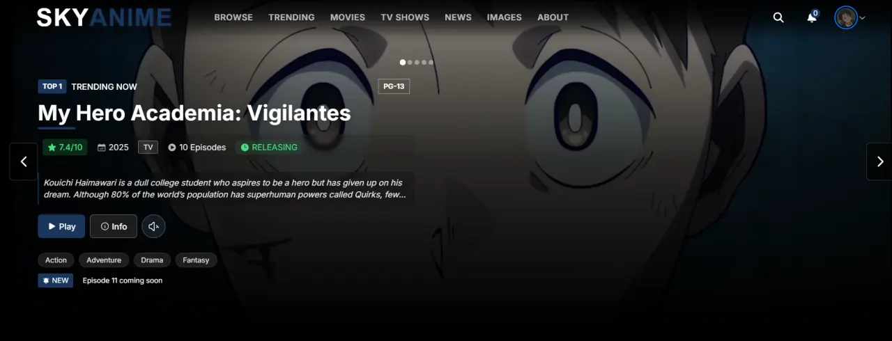NEW Anime website with no ads [SkyAnime]