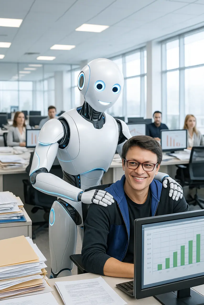 20250629_1352_Proactive Robot in Office_remix_01jyx3se5mefsr7cxaeyjwqcbn.webp