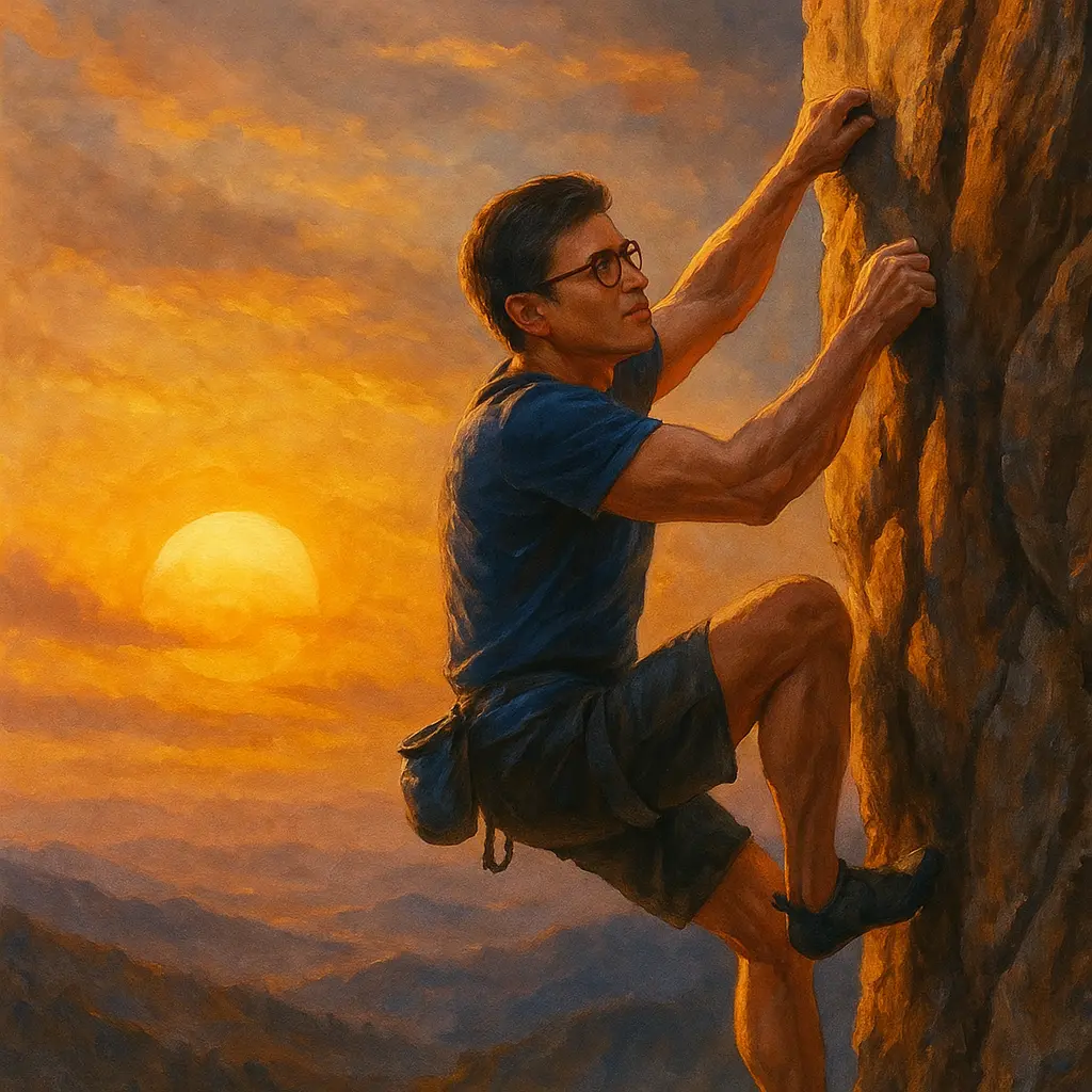 20250704_2343_Sunset Cliff Climbing_remix_01jzb1msvmf14aywsx3adfbmkx.webp