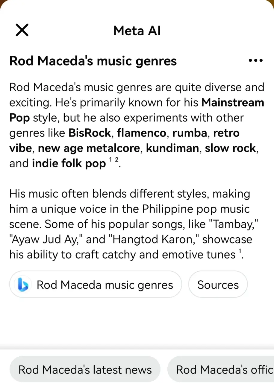 Rod Maceda Music Genre AI Information.webp