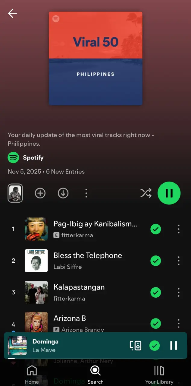 Spotify Viral 50 Philippines - November 5, 2025