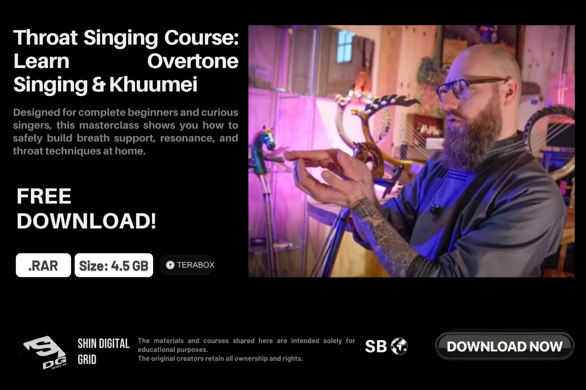 Throat Singing Course: Learn Overtone Singing & Khuumei | By: Alex Kuular | DDL | 4.5 GB