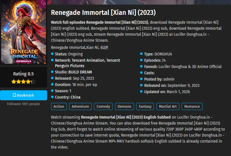 Renegade Immortal [Xian Ni] (2023) - On Going