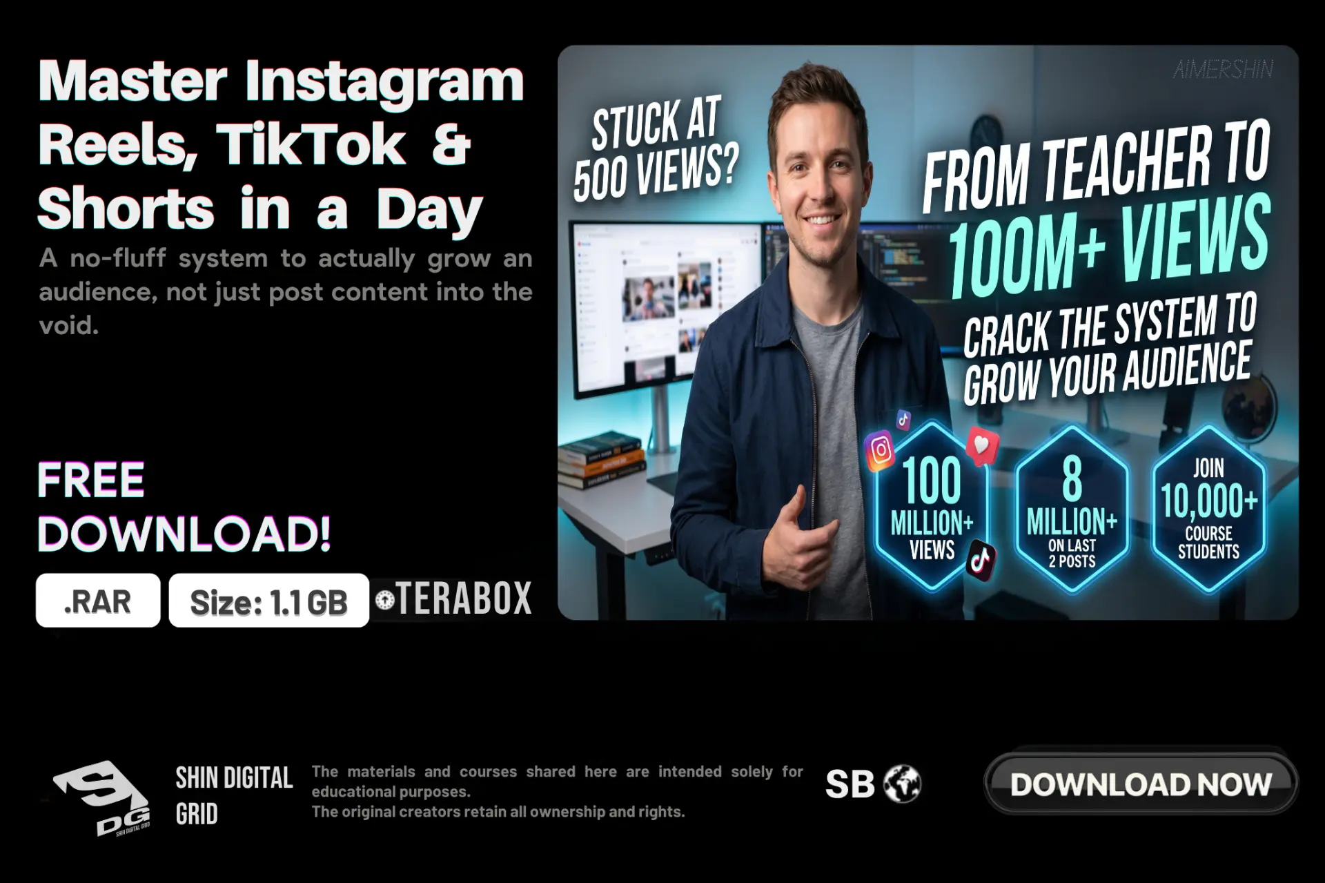 [GrowingHalves] Master Instagram Reels, TikTok & Shorts in a Day | By: Aaron | DDL | 1.1 GB