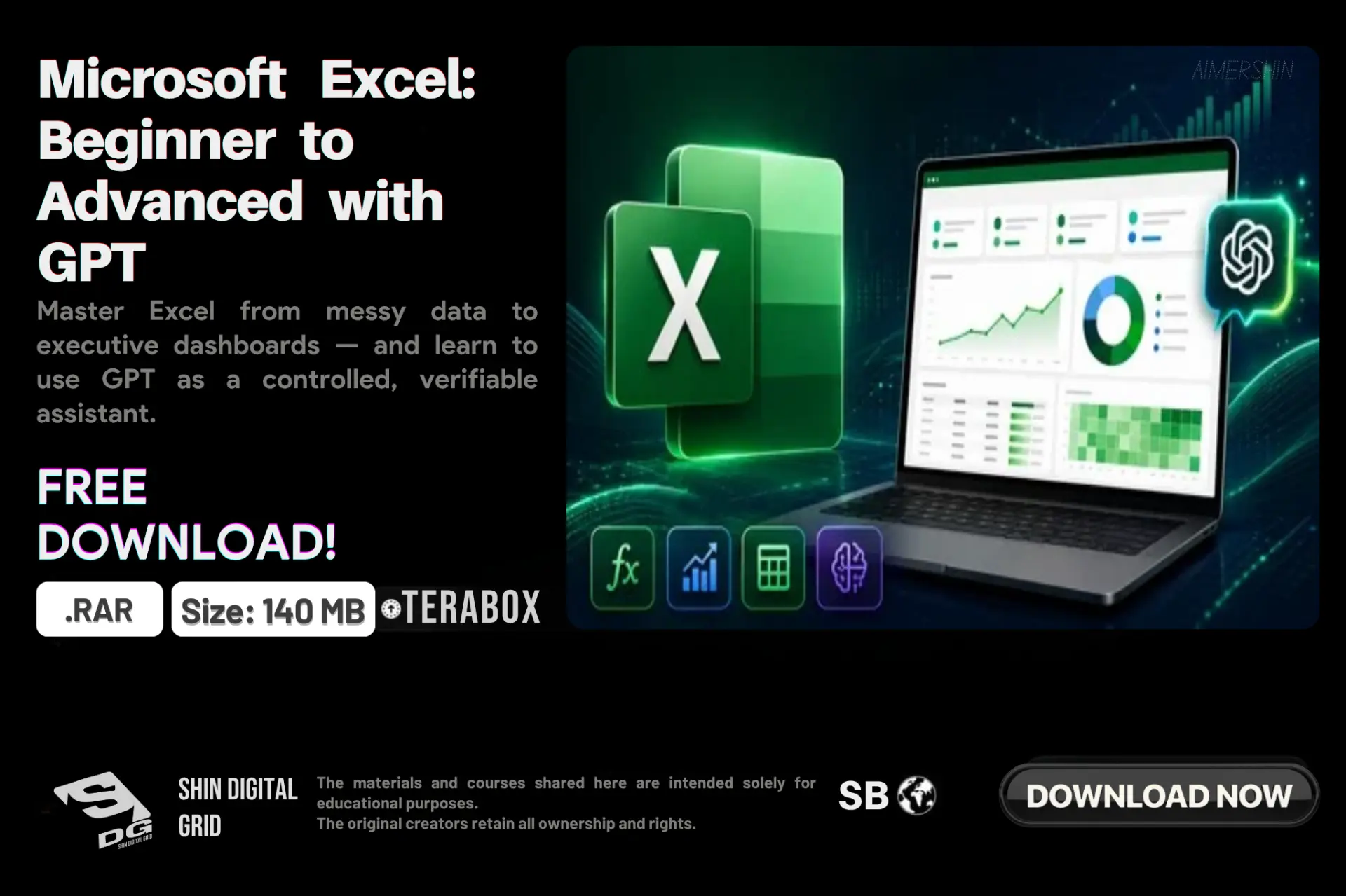 [Udemy] Microsoft Excel: Beginner to Advanced with GPT | By: Ziyad Alghamdi | DDL | 140 MB
