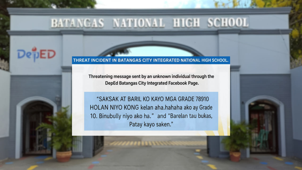 Shooting threat prompts class suspension at Batangas City High School