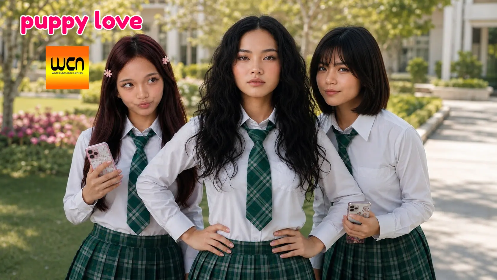 Ciara Maxene Gia in the garden of Amorsolo Academy - Puppy Love 2026 promo stills.webp