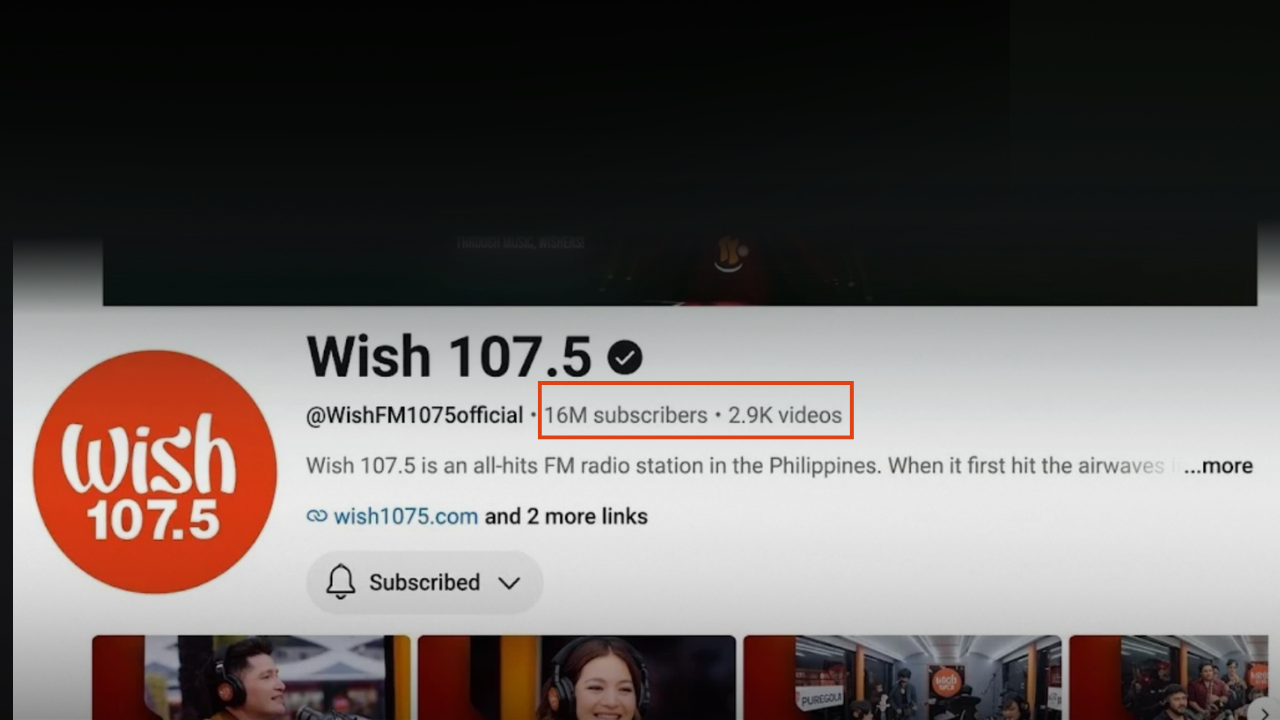 Wish 107.5 YouTube channel, umabot na sa 16 million subscribers