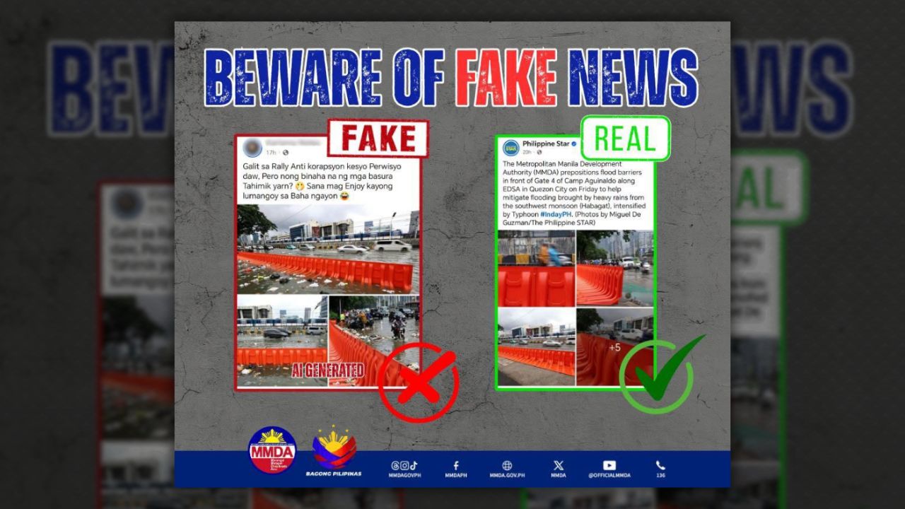 Viral photos of flood barrier in EDSA, fake and AI-generated — MMDA