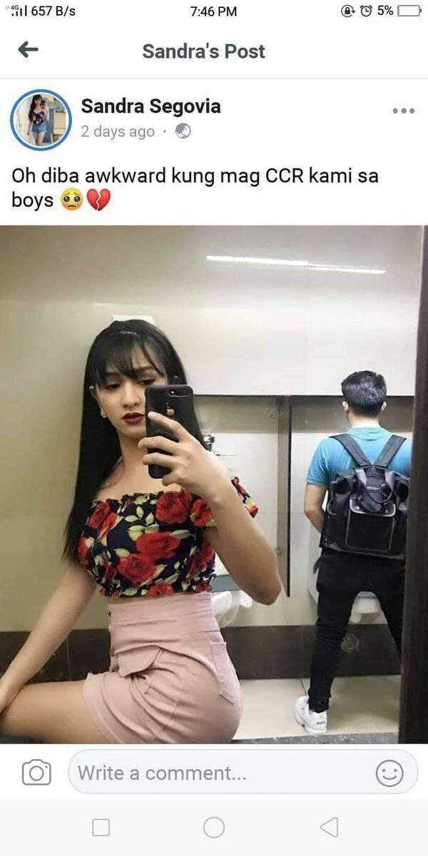 Gay takes selfie in Men's CR