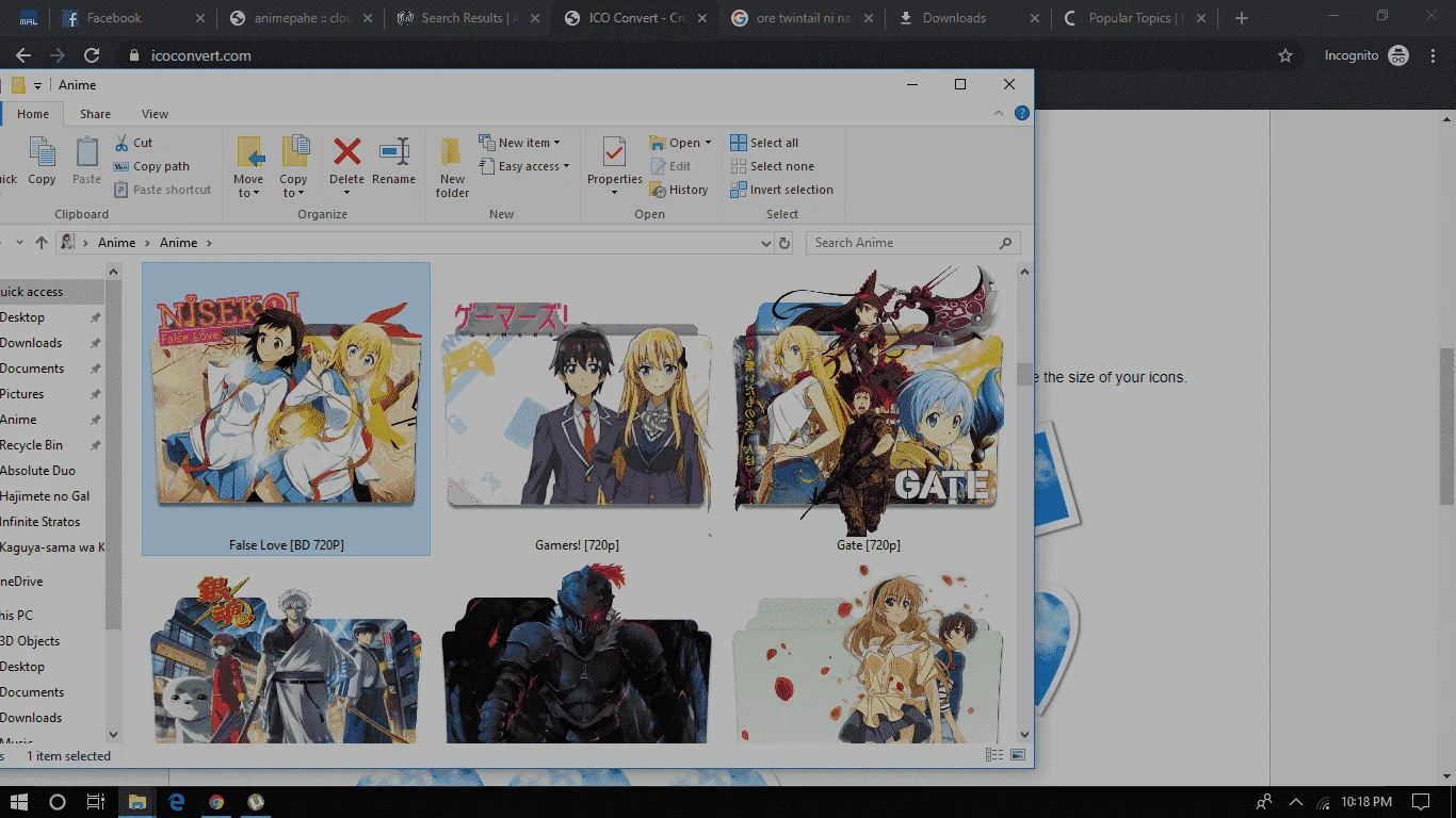 how to create anime icon folder