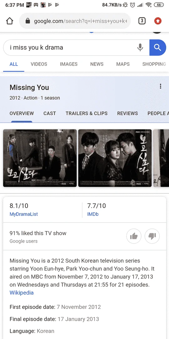 Missing you  k drama
