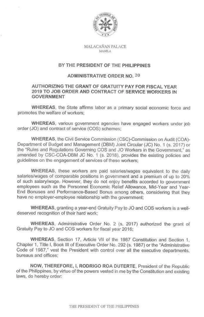 Good News! Sa lahat ng JO/COS workers ng Philippine Government
