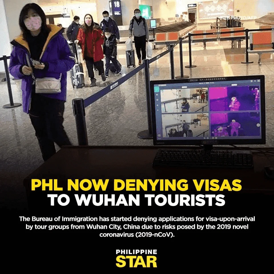 PHL now denying VISAS to Wuhan Tourist