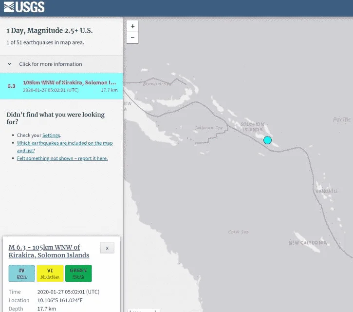 6.3-magnitude quake hits Solomon Islands