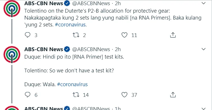 Ncov: walang test kits sa Pilipinas, according to Duque!