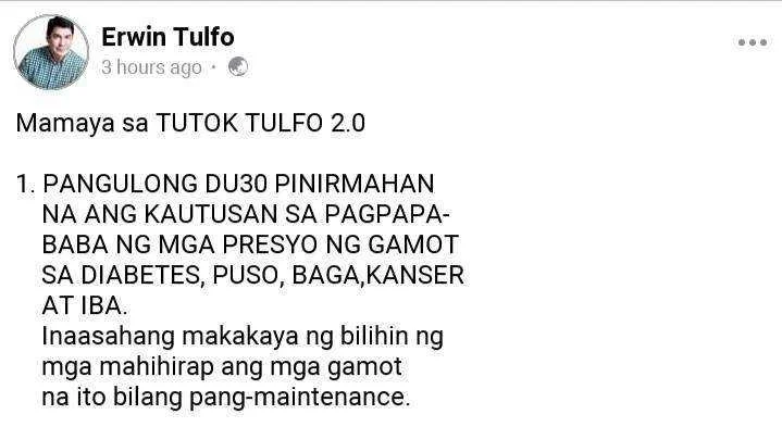 Just in : Duterte Pinarmahan na ang Batas na Magpapababa sa presyu ng gamot sa mga Malulubhang sakit para sa mahihirap!