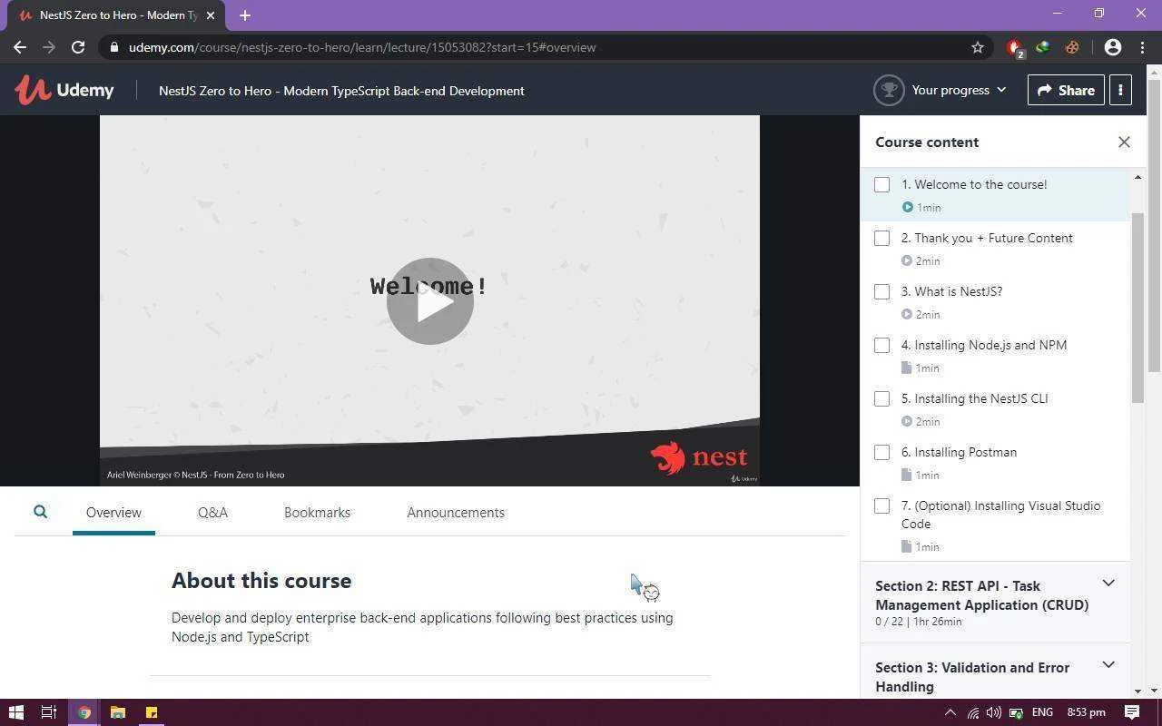 NestJS Zero to Hero - Modern TypeScript Back-end Development  Udemy - Google Chrome.webp