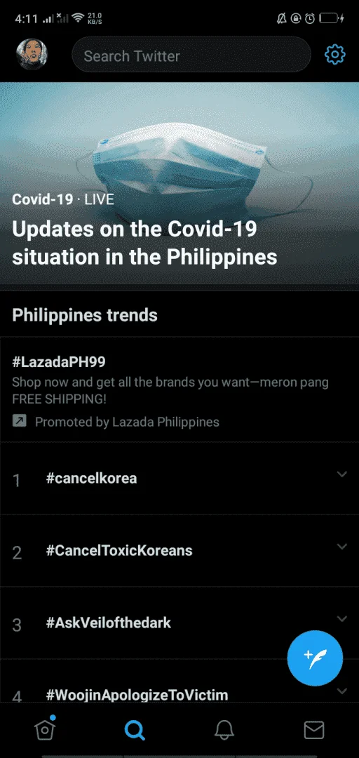 #cancelkorea No. 1 trend on Tweeter?