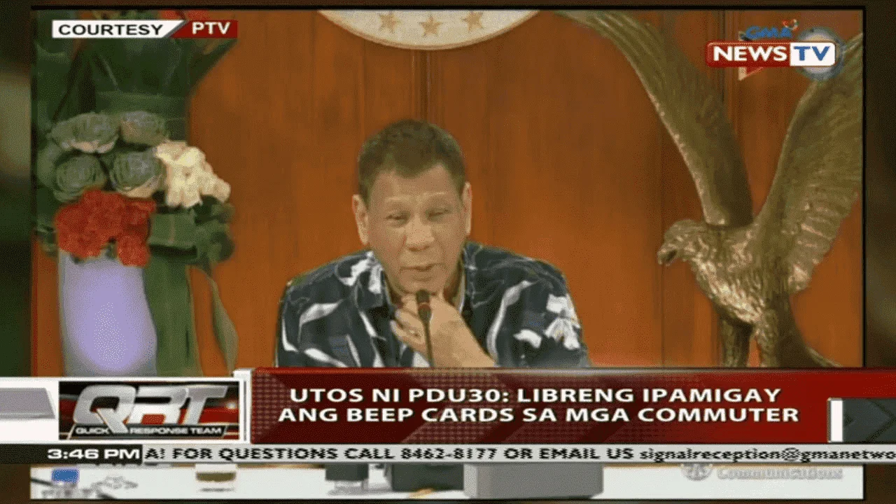 Duterte wants to give out Beep cards for free