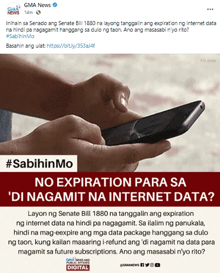 No expiration for unused Data