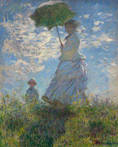 Woman with a Parasol - Madame Monet and Her Son