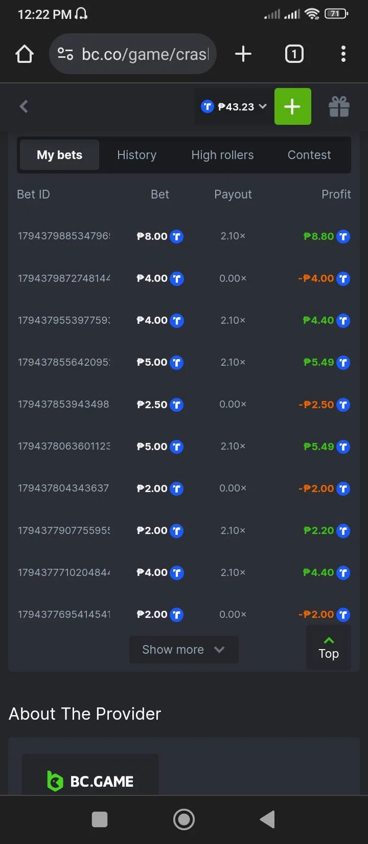 crash game 2.1x