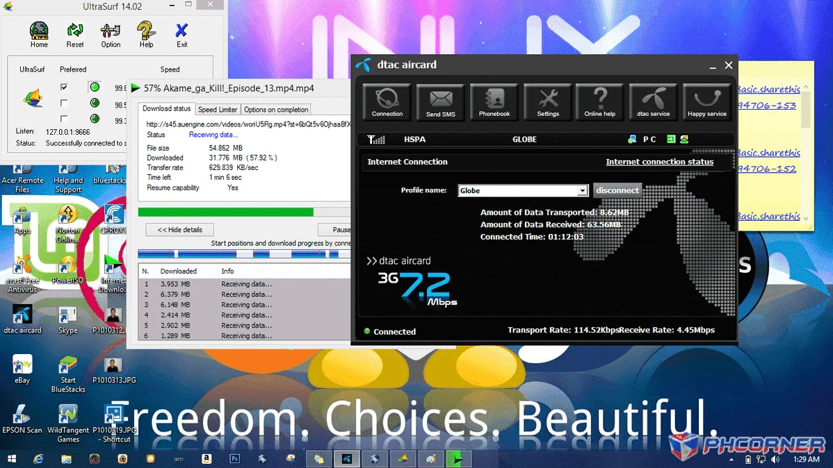 Globe Free internet using UltraSurf