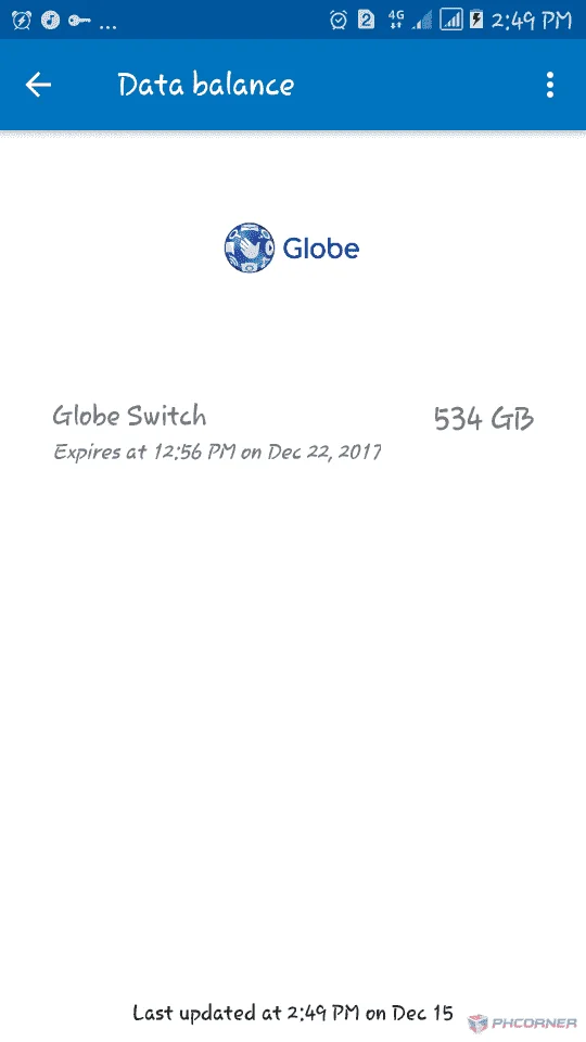My Globe Switch balance.