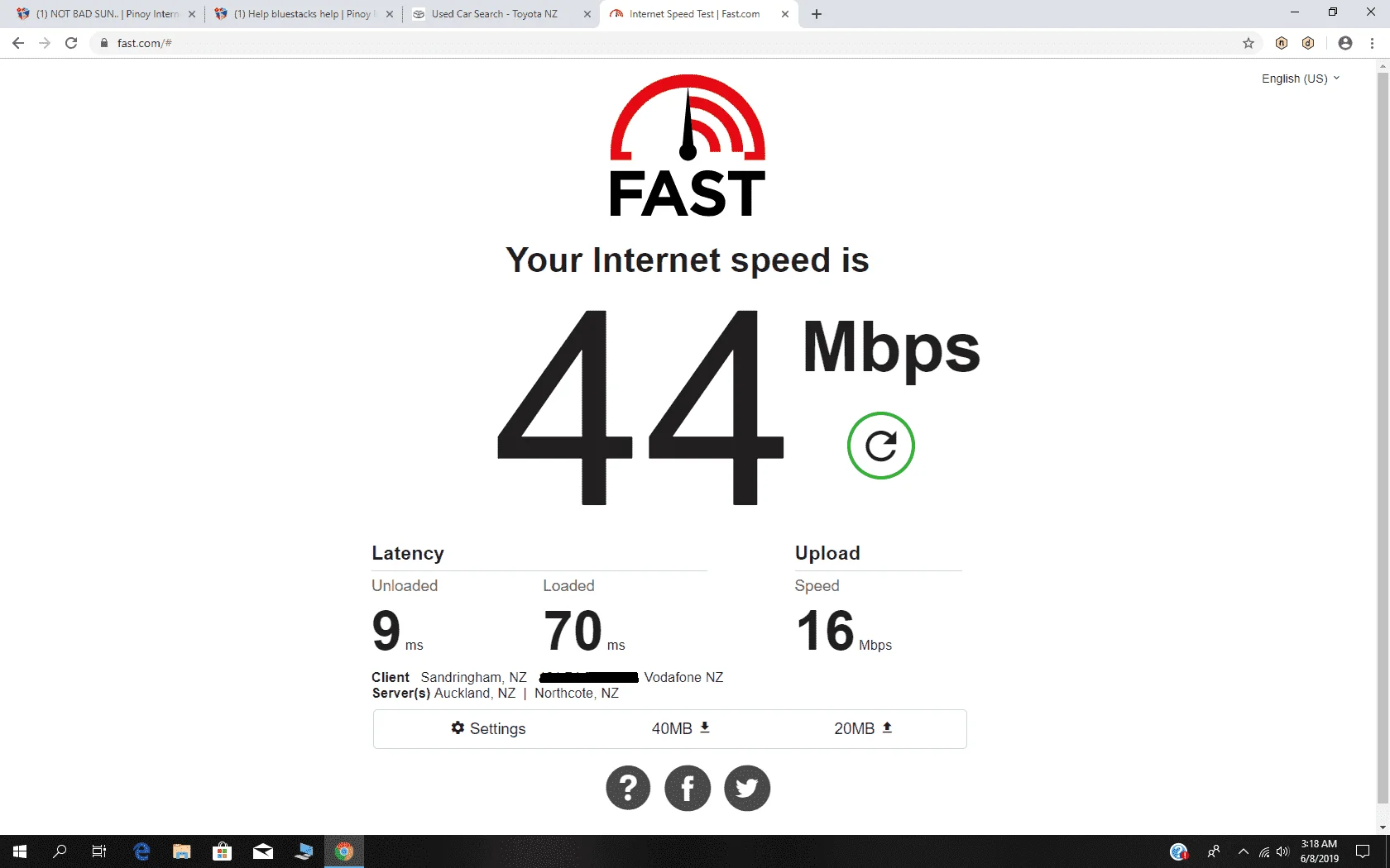 Vodafone NZ fiber speed