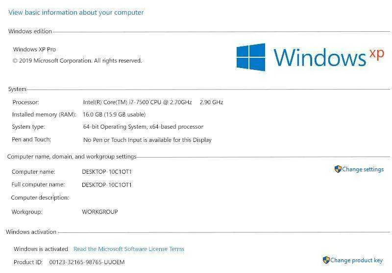 Windows XP 1903