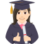 Woman student: light skin tone :woman_student_tone1: 👩🏻🎓