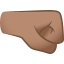 Right-facing fist: medium skin tone :right_facing_fist_tone3: 🤜🏽